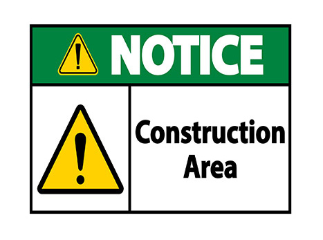 a graphic that says Notice, Construction Area