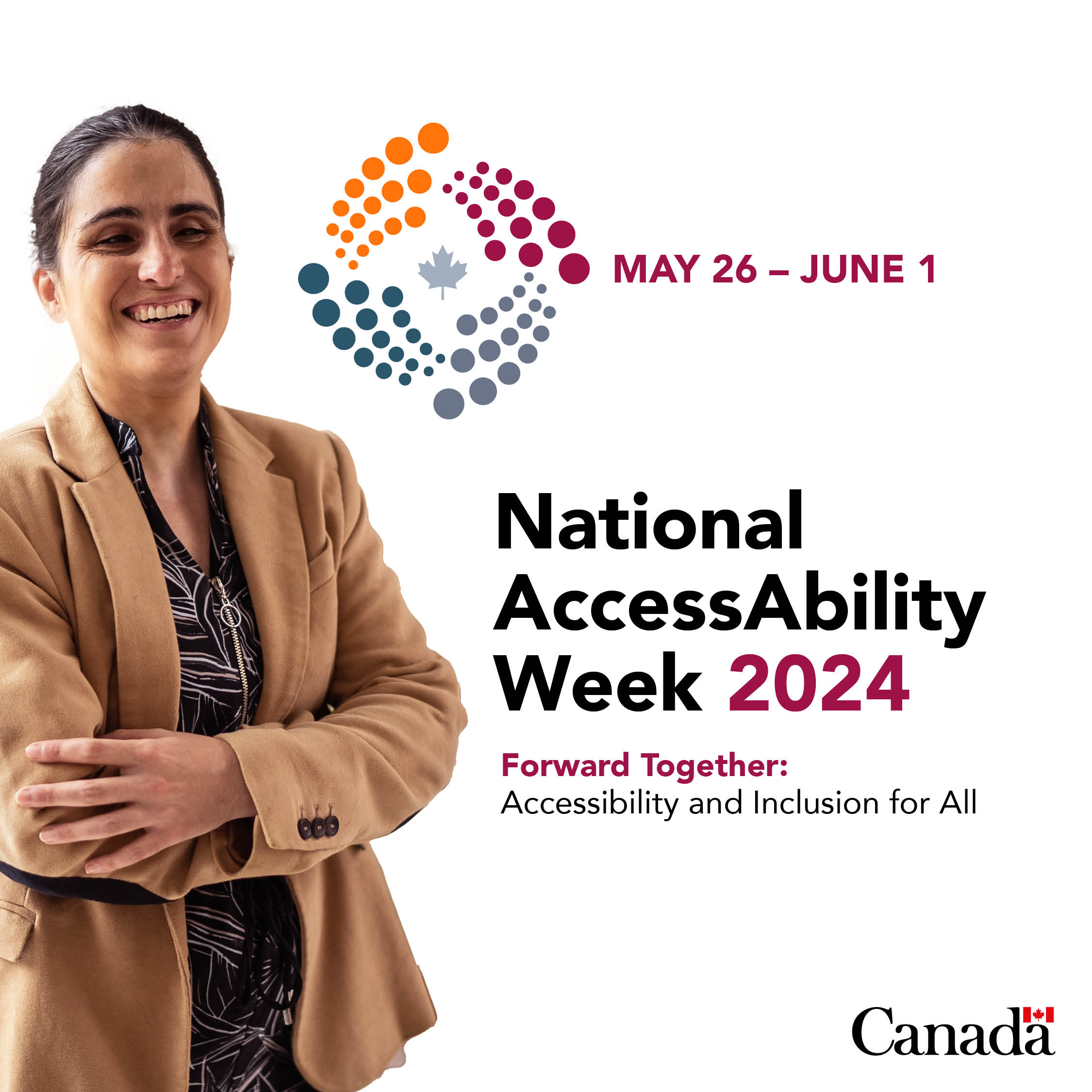 A visual with a photo for National AccessAbility Week 2024